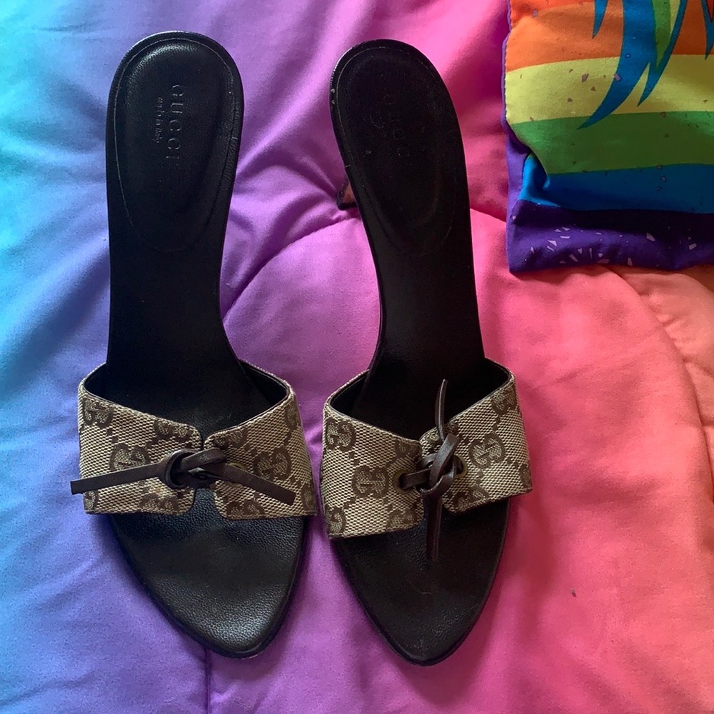 Gucci monogram mules